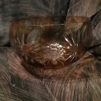 Polished glass bowl with floral decoration