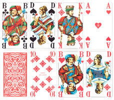 142. Francia sorozetjelű senior skat kártya berlini kártyakép ASS 1990 körül 32 lap