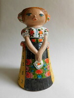 Molnár-marton ceramic workshop - figural vase: girl in Matyó folk costume 23 cm