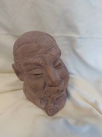 Antik kerámia szobor- férfi fej