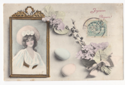 Bájos hölgy - húsvéti képeslap