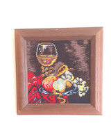 Tapestry picture in wooden frame. 28X28 cm