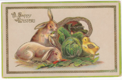 Boldog Húsvétot - aranyozott, dombornyomásos képeslap