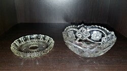 1 pcs. Richly polished, high-rimmed, small, lead crystal bowl. + 1 Tiny crystal plate.