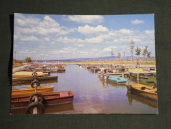 Postcard, Venice lake, Agard, boat harbor view detail