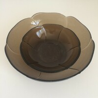 2 smoky flower-shaped glass bowls - serving bowl - fruit - side dish - salad bowl