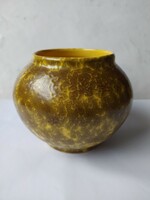 Tófej:-retro ritkább sárga kaspó, jelzett, hibátlan, 18 x 14 cm