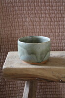 Japán Chawan kerámia zöld matt mázas csésze - szép, hibátlan