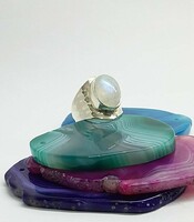Silver ring with moonstone, size 55