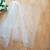 Fty101 - 1-layer, untrimmed, snow-white bridal half-drawn square veil 80x150cm