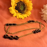 Israeli gilded glass necklace 90 cm