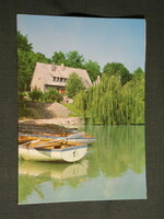 Képeslap, Abaliget, turistaház látkép, csónakázó tóval