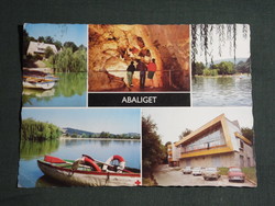 Képeslap, Abaliget,mozaik részletek, tó cseppkőbarlang, turistaház, étterem,szálló