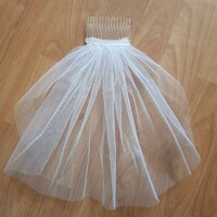 Fty05 - 1-layer, untrimmed, ecru mini bridal veil 30x50cm