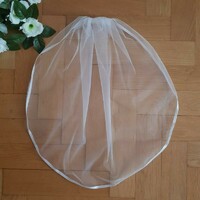 Fty10 - 1 layer, satin edge, snow white mini bridal veil 30x100cm