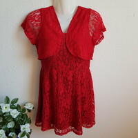 New s/m red casual lace dress, sleeveless mini dress with bolero