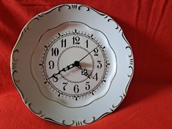 Flawless! Zsolnay stafír porcelain wall clock / plate clock