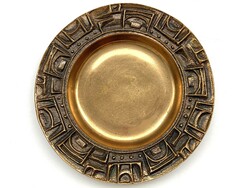 János Máté modernist applied art gilded bronze bowl