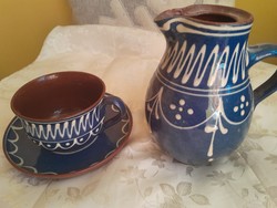 Keramia Kék kiöntő csészével