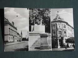 Postcard, balasa colony, mosaic details, madách statue, city hall, bank