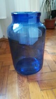 Nagy kék üveg váza, palack
