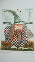 Lajos Kondor: the great wizard c. Color etching