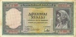1000 drachma drachmai 1939 Görögország 2.