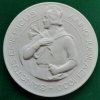Vincze Pál: Szent Imre 1930, Herendi porcelán plakett, 112 mm