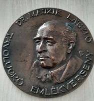 DR Majzik László Távolugró emlékverseny jelzett bronz plakett  10,2 cm átmérő