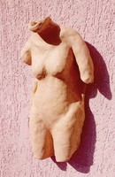 Modern terracotta torso, a unique handcrafted artefact that can be hung on the wall
