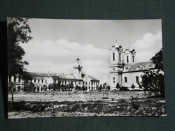 Postcard, batonya, church, council house square, monument, skyline detail