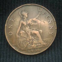 Anglia One penny 1936 - 0035