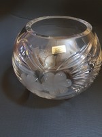 Spectacular polished lead crystal spherical vase. Scratch-free modern design