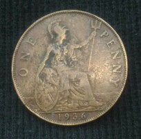 Anglia One penny 1936 - 0032