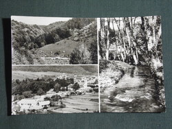 Postcard, bacony gut, mosaic details, village view, forest, stream