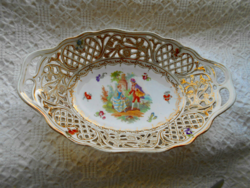 Porcelain serving bowl with openwork border 26 cm x 17 cm