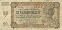 20 korun korona 1942 Szlovákia 2.