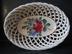 Antique városlód openwork ceramic basket, bowl