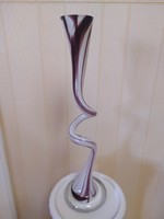 Murano style purple and white glass decorative vase, flawless, 44 cm