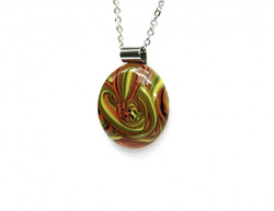 Wavy colors 18 glass pendants with stainless steel chain