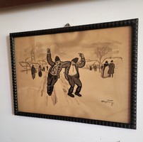 Pólya Tibor : Hazafelé Eredeti Festménye