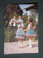 Postcard, bushels, folk costume, country house detail