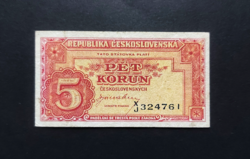 Czechoslovakia 5 kroner, Korun 1945, vf+, read the description!