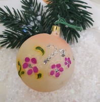 Üveg karácsonyfadísz gömb domború mintával