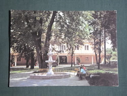 Postcard, balf, sanatorium park, fountain, view detail
