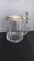 Antik angol ónfedeles üvegkorsó, 0,5 l, DEMA jelzéssel