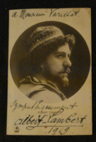 Albert Lambert autográf aláírása őt ábrázoló fotólapon 1919-ből