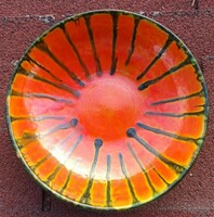 Marked applied art ceramic wall plate - wall bowl - wall bowl
