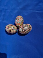 Retro hand-painted patterned wooden egg Easter decoration