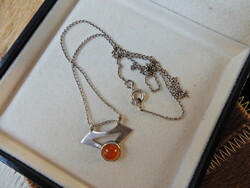 Old Finn? Silver pendant with amber on a silver chain
